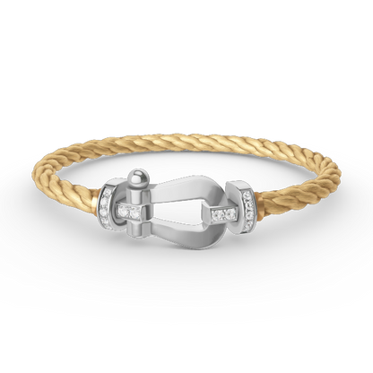 [Love's Uplift]FORCE LARGE HORSESHOE HALF DIAMOND BRACELET SILVER