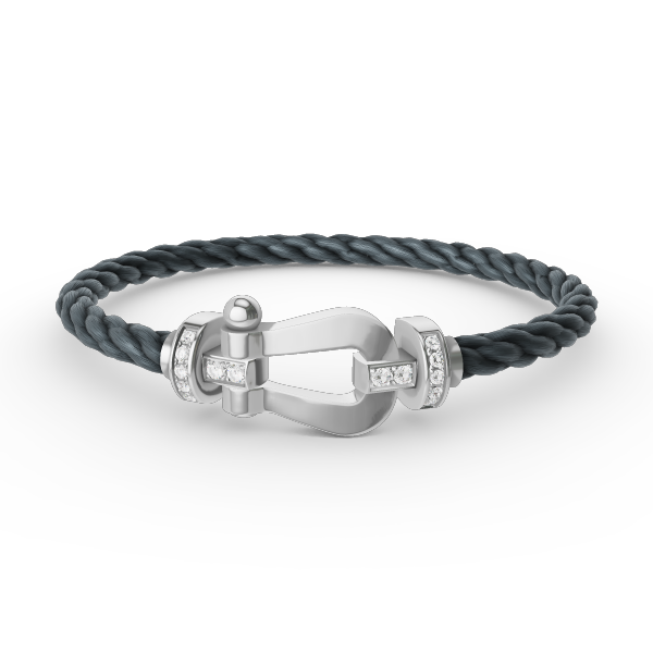 [Love's Uplift]FORCE LARGE HORSESHOE HALF DIAMOND BRACELET SILVER