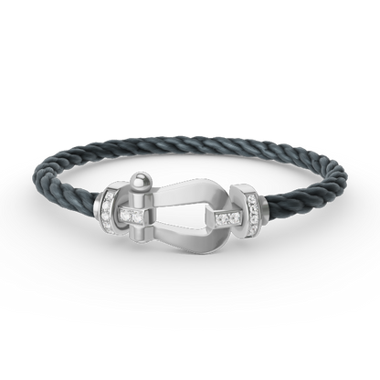 [Love's Uplift]FORCE LARGE HORSESHOE HALF DIAMOND BRACELET SILVER