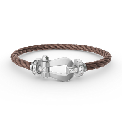 [Love's Uplift]FORCE LARGE HORSESHOE HALF DIAMOND BRACELET SILVER
