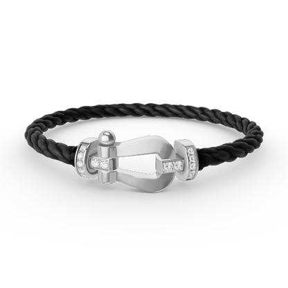 [Love's Uplift]FORCE LARGE HORSESHOE HALF DIAMOND BRACELET SILVER