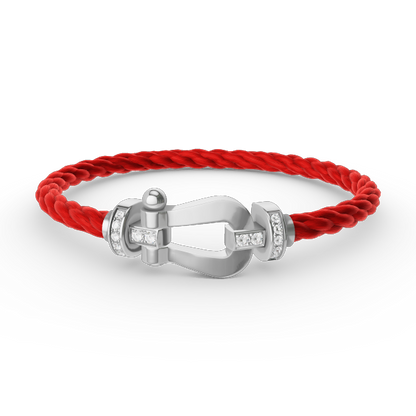 [Love's Uplift]FORCE LARGE HORSESHOE HALF DIAMOND BRACELET SILVER