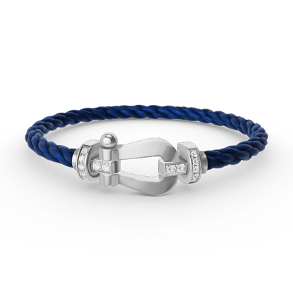 [Love's Uplift]FORCE LARGE HORSESHOE HALF DIAMOND BRACELET SILVER
