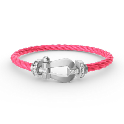 [Love's Uplift]FORCE LARGE HORSESHOE HALF DIAMOND BRACELET SILVER