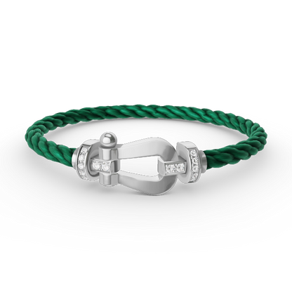 [Love's Uplift]FORCE LARGE HORSESHOE HALF DIAMOND BRACELET SILVER