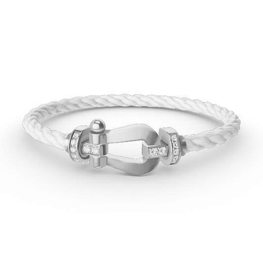 [Love's Uplift]FORCE LARGE HORSESHOE HALF DIAMOND BRACELET SILVER