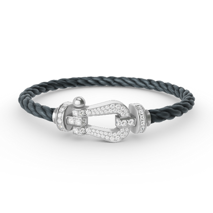 [Love's Uplift]FORCE LARGE HORSESHOE FULL DIAMOND BRACELET SILVER