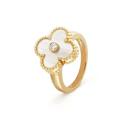 [Love's Uplift]CLOVER PINK MOP RING GOLD DIAMOND
