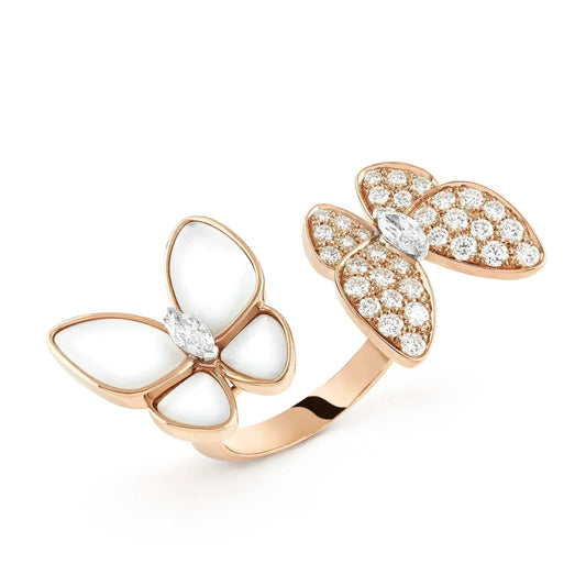 [Love's Uplift]TWIN BUTTERFLY DIAMOND MOP RING
